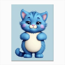 blue cute cat, pink cheeked cat Canvas Print