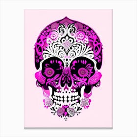Skull With Intricate Henna Designs 1 Pink Mexican Canvas Print