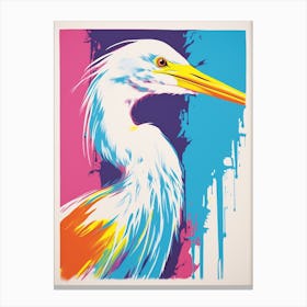 Andy Warhol Style Bird Egret 3 Canvas Print