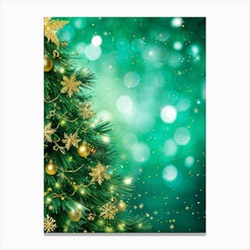 An Evergreen Christmas Tree Decorating Scene Backdrop Gracefully Adorned With Glitters Of Gold Spar (2) 1 Canvas Print