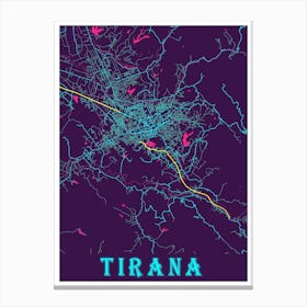 Tirana Map Poster 1 Canvas Print