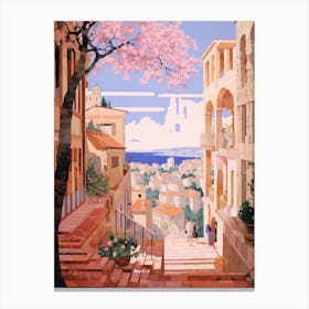 Pula Croatia 2 Vintage Pink Travel Illustration Canvas Print