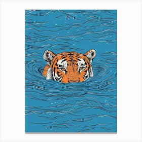 Tiger In The Water 8 Canvas Print