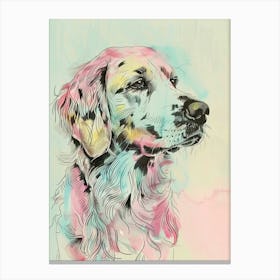 Flat Coated Retriever Dog Pastel Line Watercolour Illustration  3 Canvas Print