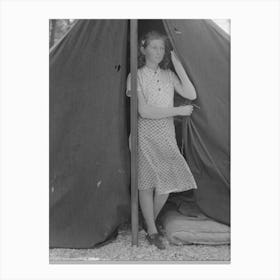 Daughter Of Migrant Strawberry Picker In Doorway Of Tent Home Near Hammond, Louisiana By Russell Lee Canvas Print