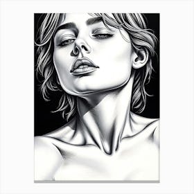 Black and White Portrait Of A Woman Canvas Print