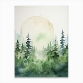 Watercolour Painting Of Bialowieza Forest   Poland And Belarus2 Canvas Print
