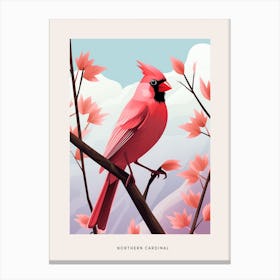 Minimalist Northern Cardinal 3 Bird Poster Canvas Print