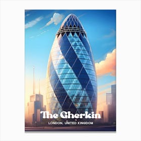 The Gherkin London United Kingdom Skyscraper Travel Illustration Canvas Print