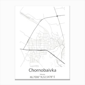 Chornobaivka,Ukraine Minimalist Map Canvas Print