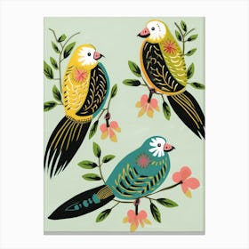 Folk Style Bird Painting Budgerigar 1 Canvas Print