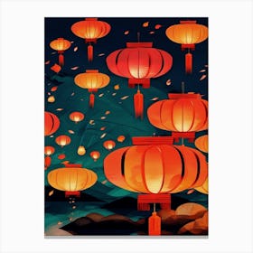 Chinese Lanterns In The Sky 1 Canvas Print