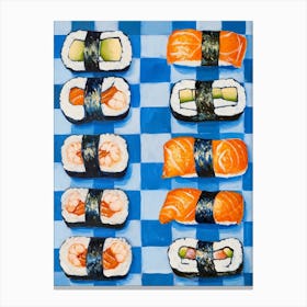 Sushi Blue Checkerboard 2 Canvas Print