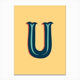 Letter U Typographic Canvas Print