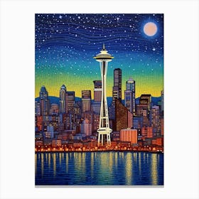 Seattle Washington Pointillism 9 Canvas Print