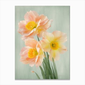 Bunch Of Daffodils Flowers Acrylic Painting In Pastel Colours 4 Canvas Print