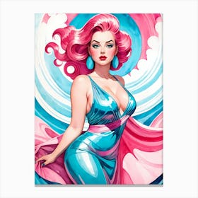Portrait Of A Curvy Woman Wearing A Sexy Costume (24) Canvas Print