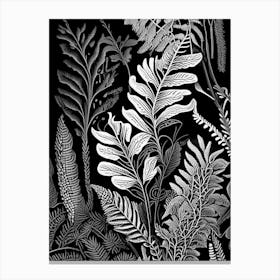 Cinnamon Fern Wildflower Linocut Canvas Print
