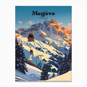 Megeve France Ski Resort Digital Travel Illustration Canvas Print