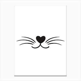 Cat Face With Heart Canvas Print