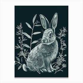 Silver Marten Rabbit Minimalist Illustration 3 Canvas Print