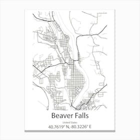 Beaver Falls,United States Minimalist Map 1 Canvas Print