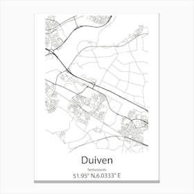 Duiven,Netherlands Minimalist Map Canvas Print