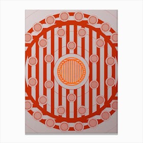 Geometric Abstract Glyph Circle Array in Tomato Red n.0281 Canvas Print