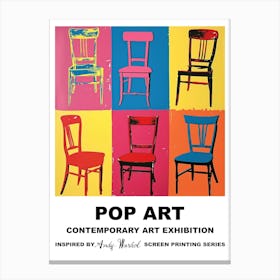 Poster Chairs Pop Art 6 Canvas Print