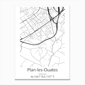 Plan Les Ouates,Switzerland Minimalist Map Canvas Print