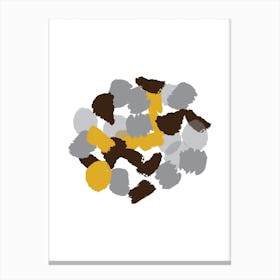 Abstract Mustard and Grey Round Paint Blotches Canvas Print