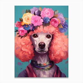 Poodle Portrait With A Flower Crown, Matisse Painting Style 1 Canvas Print