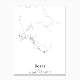 Rosas,Spain Minimalist Map Canvas Print