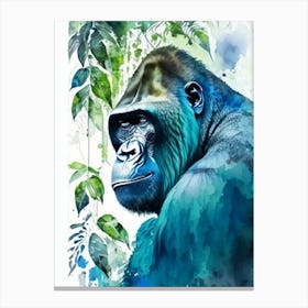 Gorilla In Tree Gorillas Mosaic Watercolour 1 Canvas Print