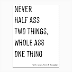 Ron Swanson, Quote, Parks & Rec, Parks and Recreation, Funny, Wall Prinnt Canvas Print