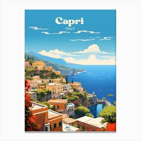 Capri Italy Coastal Travel Art Illustration Canvas Print