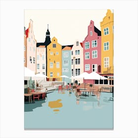 Allborg, Denmark, Flat Pastels Tones Illustration 1 Canvas Print