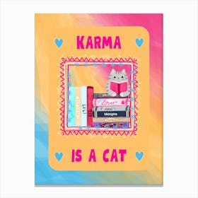 Rainbow Karma Cat Canvas Print