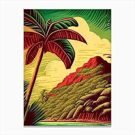 Puerto Rico Vintage Sketch Tropical Destination Canvas Print