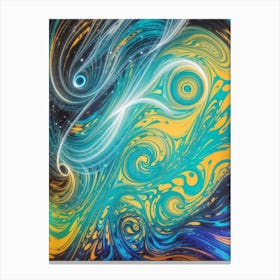 Abstract - Blue And Yellow Swirls Canvas Print