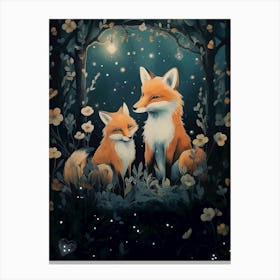 Foxes In The Forest 1 Canvas Print