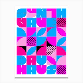 Bauhaus Synthwave #1 poster (fuchsia/magenta-blue) — abstract poster, retrowave print 3 Canvas Print