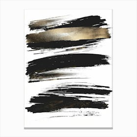 Black And Gold Brush Strokes 9 Canvas Print