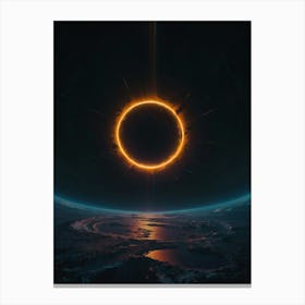 Fire moon space Canvas Print