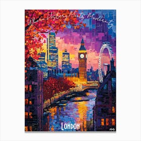 London City Skyline, abstract cubism vibrant Poster Canvas Print