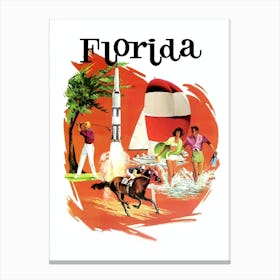 Florida, Collage Of Tourist Attractions Canvas Print