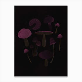 Dark Pink Mushrooms Canvas Print