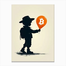 Bitcoin Boy Holding Bitcoin Canvas Print