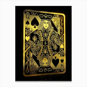 Gold And Black Queen Of Hearts Playing Card, Amazing, 80k Uhd Canvas Print