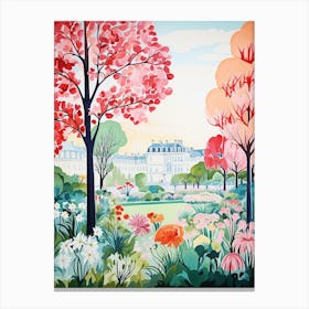 Luxembourg Gardens France Modern Illustration 2 Canvas Print
